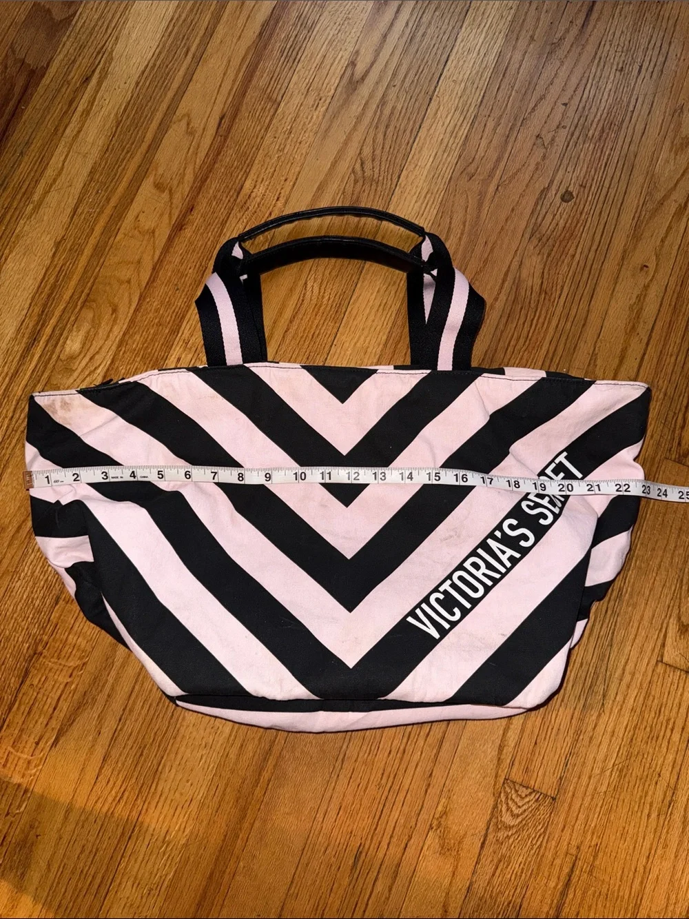 Victoria's Secret Pink and Black Chevron Logo Tote